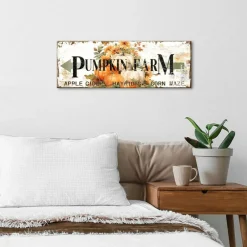 Fall Wall Art Canvas Decor | Rustic Farmhouse Pumpkin Picture for Kitchen, Dining Room & Home | Autumn Thanksgiving Halloween Harvest Painting Sign for Door, Porch, Fireplace & Seasonal Decorations (6 x 17 Inch)