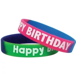 Fancy Happy Birthday Two-Toned Wristband Pack, Pack of 10