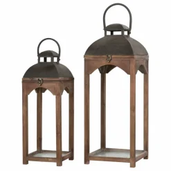 Farmhouse Brown Candle Lantern Set, 24.5