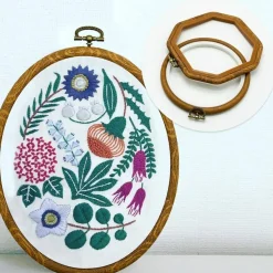 Faux Wood Embroidery Hoop Set – 4 Sizes with Including 16 Gold Needles