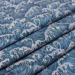 Feldman Blue Asian Wave Cotton Fabric