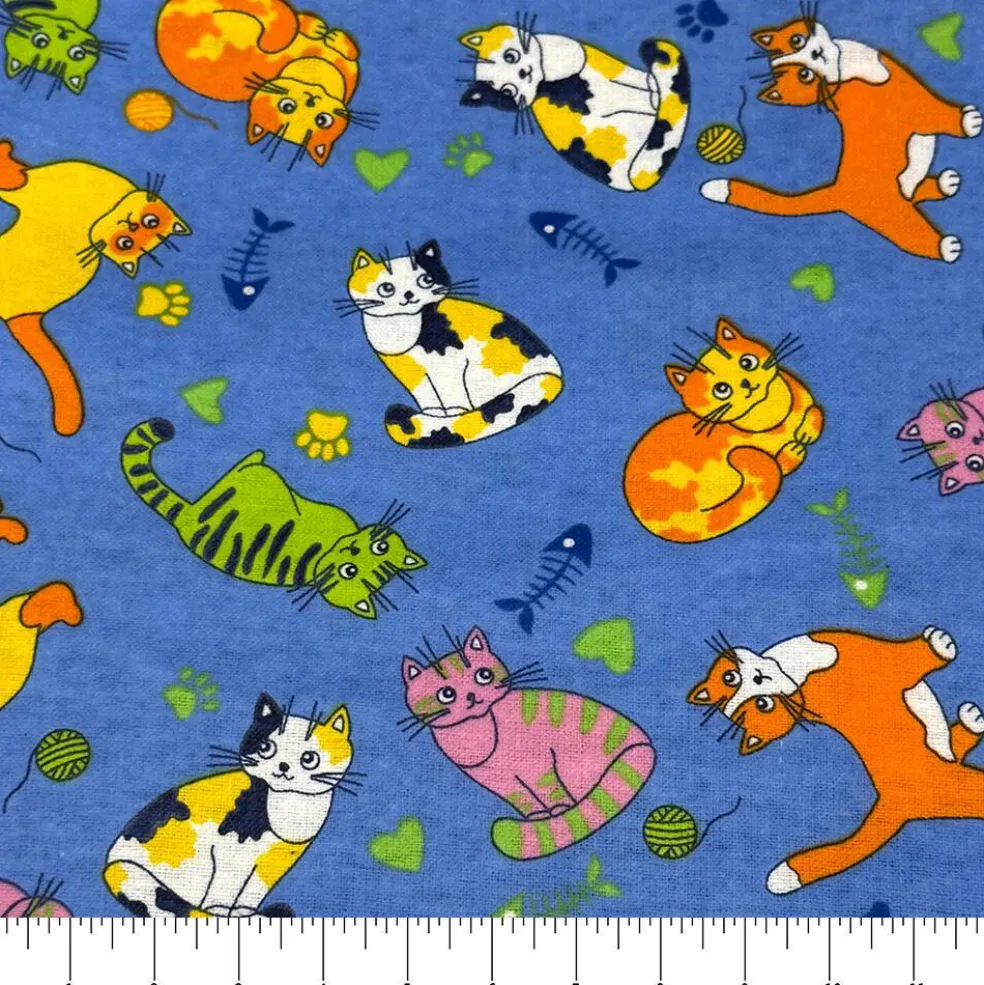 Feldman Blue Cats Cotton Flannel