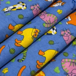 Feldman Blue Cats Cotton Flannel