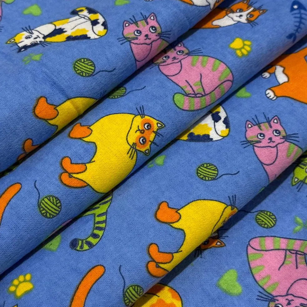Feldman Blue Cats Cotton Flannel