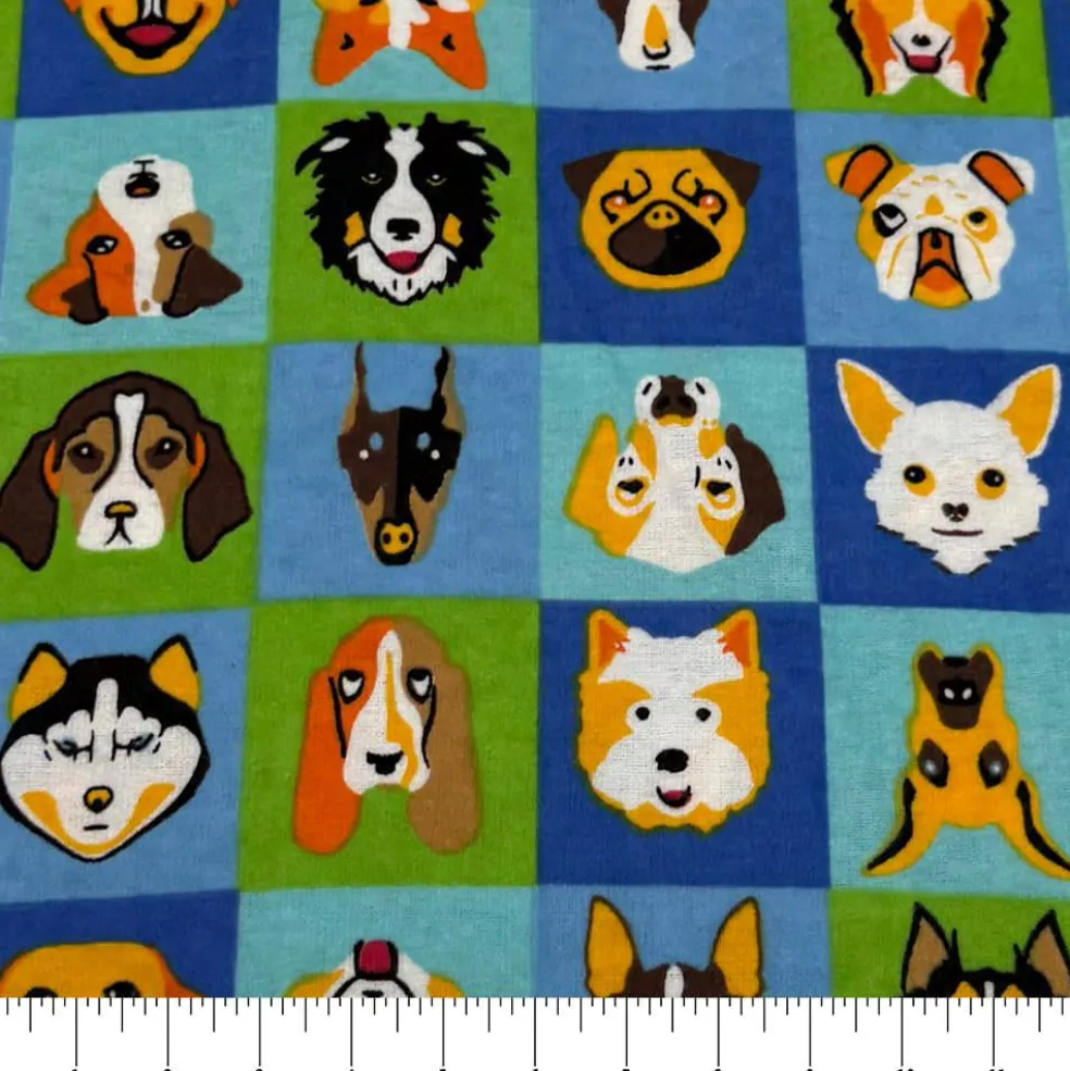 Feldman Blue Dog Grid Cotton Flannel