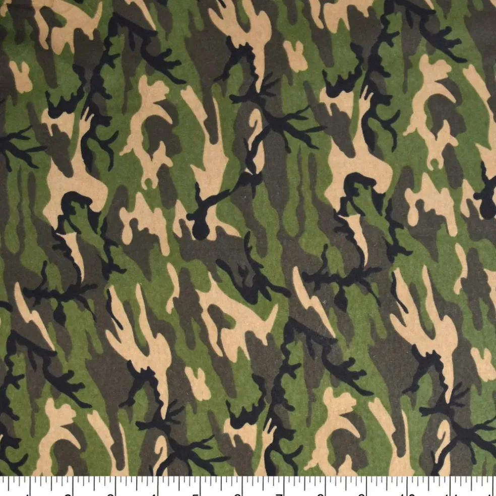 Feldman Green Camo Cotton Flannel