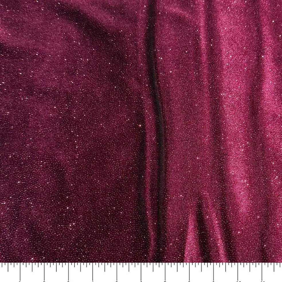 Feldman Maroon Sparkle Stretch Velvet Fabric