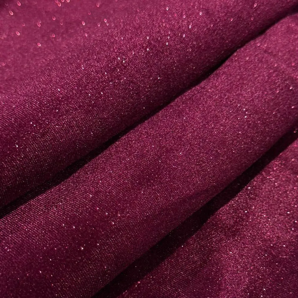 Feldman Maroon Sparkle Stretch Velvet Fabric