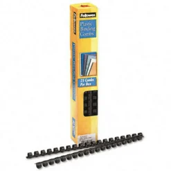 Fellowes  Plastic Comb Bindings  3/8   55-Sheet Capacity  Black  25 per Pack