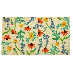Field Flower Coir Door Mat - Everyday Multi-Color Design, 30" x 17" x 1", Shake Clean, New Rugs May Shed Initially