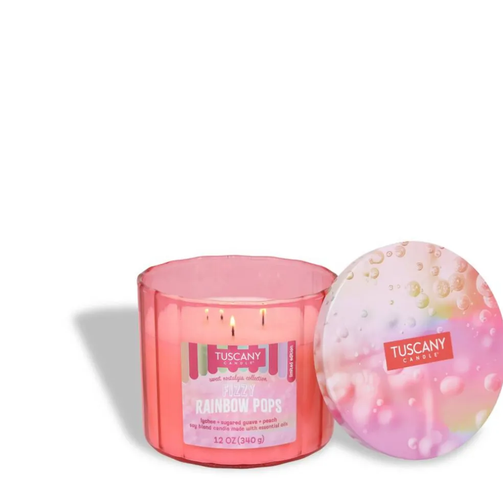 Fizzy Rainbow Pops: Lychee & Guava Scented Summer Candle (12 oz)