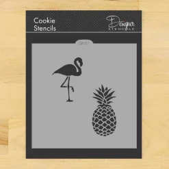 Flamingo and Pineapple Cookie & Craft Stencil | CM121 by Designer Stencils | Baking Stencils for Royal Icing, Airbrush, Dusting Powder |