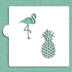 Flamingo and Pineapple Cookie & Craft Stencil | CM121 by Designer Stencils | Baking Stencils for Royal Icing, Airbrush, Dusting Powder |