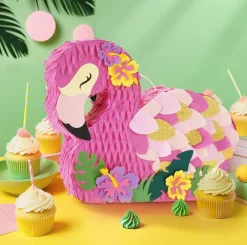 Flamingo Piñata - Pink Piñata Bundle with Blindfold and Bat for Girls Kids Piñata Tropical Flamingo Theme Birthday Party Supplies Summer Pool Party Decorations for Fiestas Baby Shower