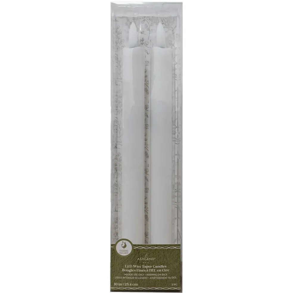 10" Flickering LED Wax Taper Candles, 2ct. by Ashland®