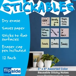 Flipside Assorted Pastel Colors Dry Erase Stickables With Dry Erase Marker