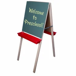 Flipside Products - 44" x 19" Child's Chalkboard and White Dry Erase Easel, Kids Foldable, Drawing In Classroom