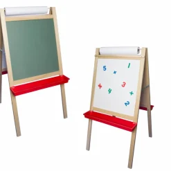 Flipside Products 48" x 24" Double-Sided Magnetic Dry Erase/Chalkboard Paper Roll Standing Easel, Whiteboard Easel for Drawing Classroom, Home