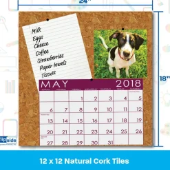 Flipside Products 6" x 6" Natural Cork Tiles, 3 Packs of 4