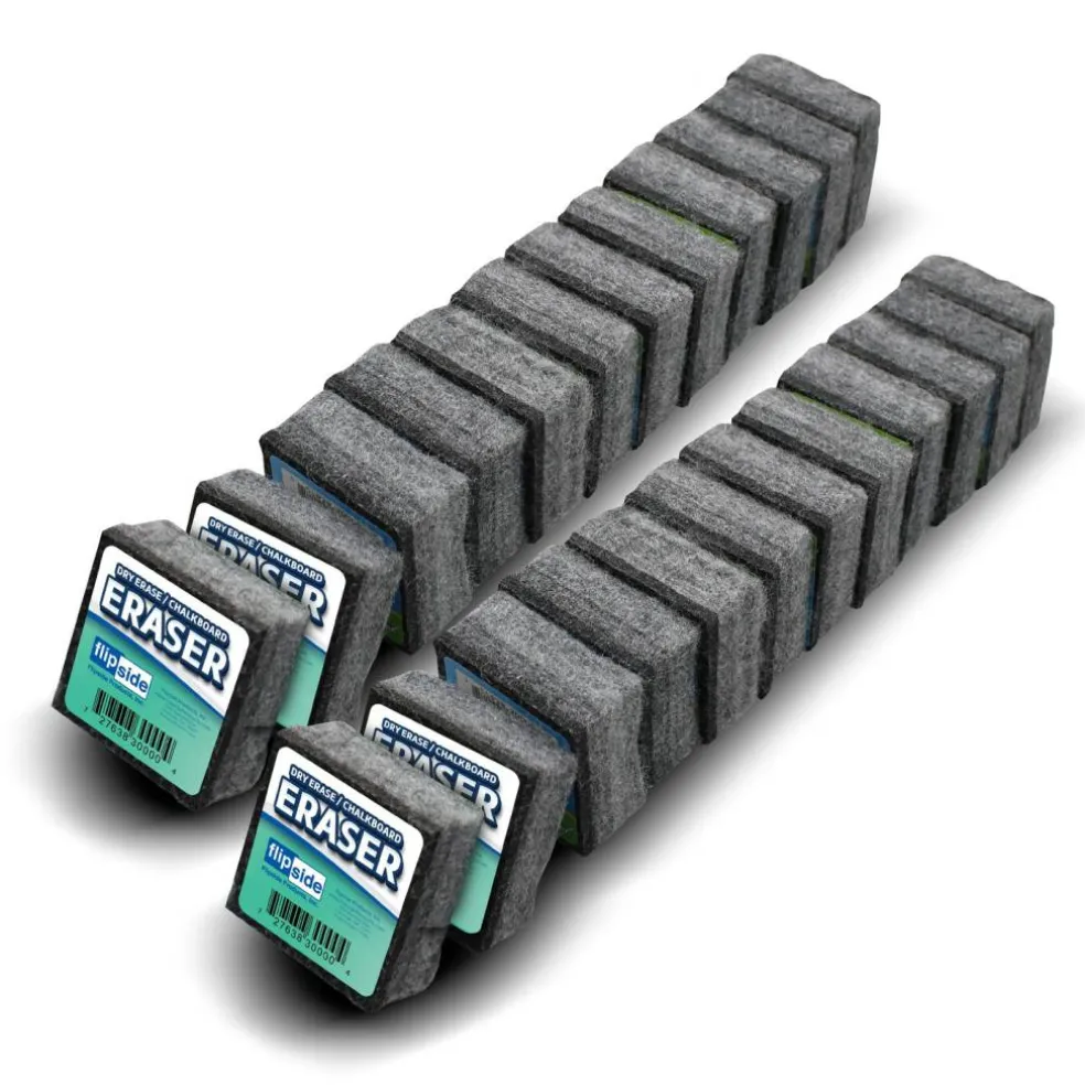 Flipside Products 2" x 2" Student Erasers For Chalkboard And Dry Erase Board, Small Erasers, Felt, Blackboard, Whiteboard, Classroom Cleaning