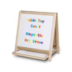 Flipside Products 19.5" x 18" Tabletop Magnetic Chalkboard/Dry Erase Easel, Group Activities, Easel For Kids, Double-Sided