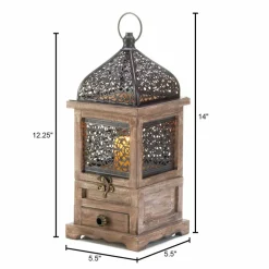 14'' Flip-Top Wooden Lantern