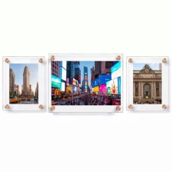 Floating Acrylic Gallery Wall Frame Set with 1" Standoff Hardware: (2) 8" x 10" & (1) 11" x 17" Graphic Sizes