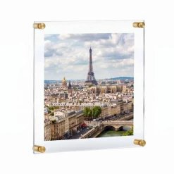 Floating Acrylic Wall Frame with Silver Stand Off Caps: 16" x 20" Graphic Size, Overall Frame Size: 20" x 24"