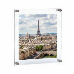 Floating Acrylic Wall Frame with Silver Stand Off Caps: 16