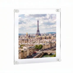 Floating Acrylic Wall Frame with Silver Stand Off Caps: 16