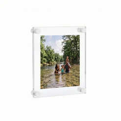 Floating Acrylic Wall Frame with Silver Stand Off Caps: 8" x 10" Graphic Size, Overall Frame Size: 12" x 14"