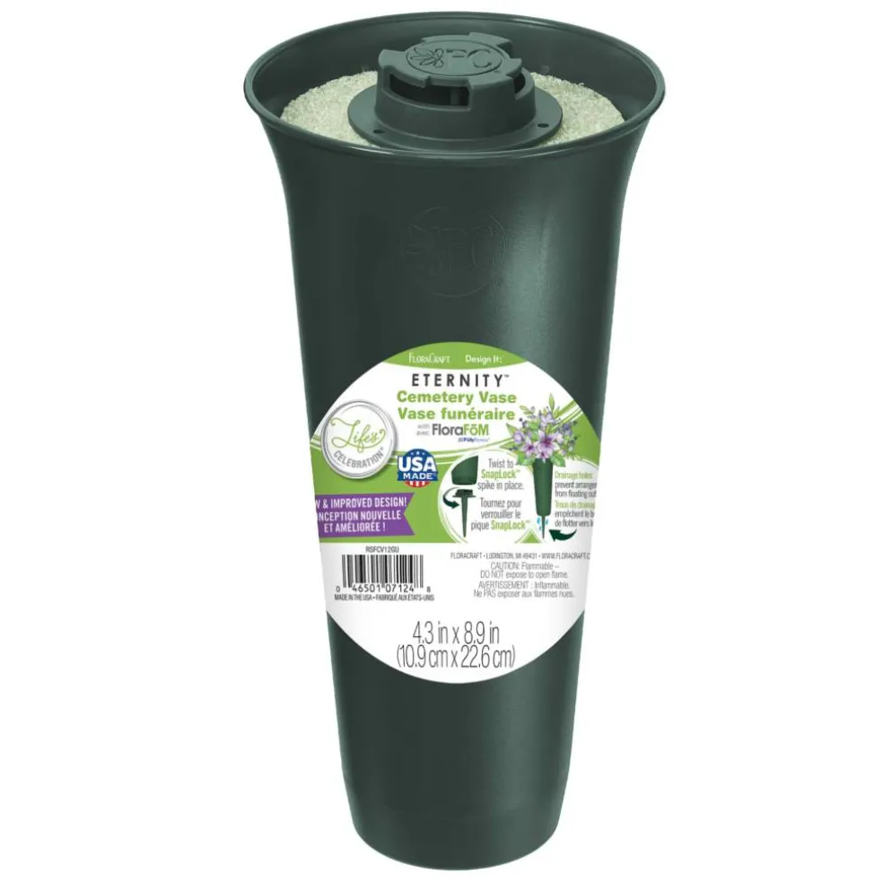 FloraCraft® Eternity™ Green Plastic Cemetery Vase with FloraFōM® Insert