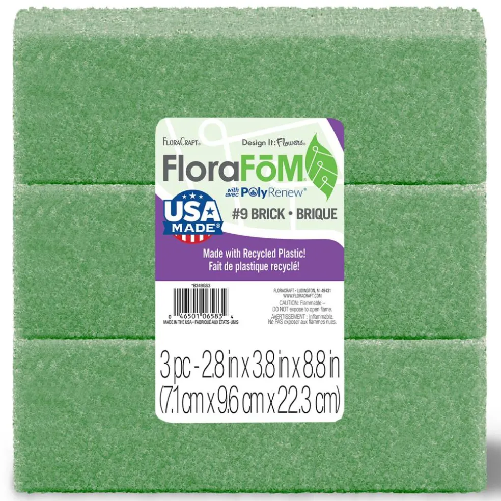 FloraCraft® FloraFōM 8.75" x 2.75" x 3.75" Green Foam Bricks, 3ct.
