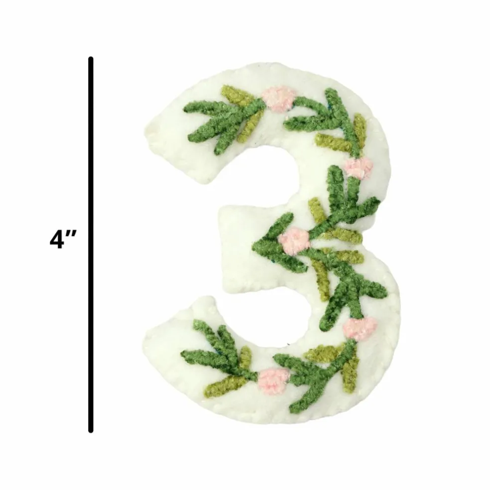 4" Floral Embroidered Puffy Number by Celebrate It™