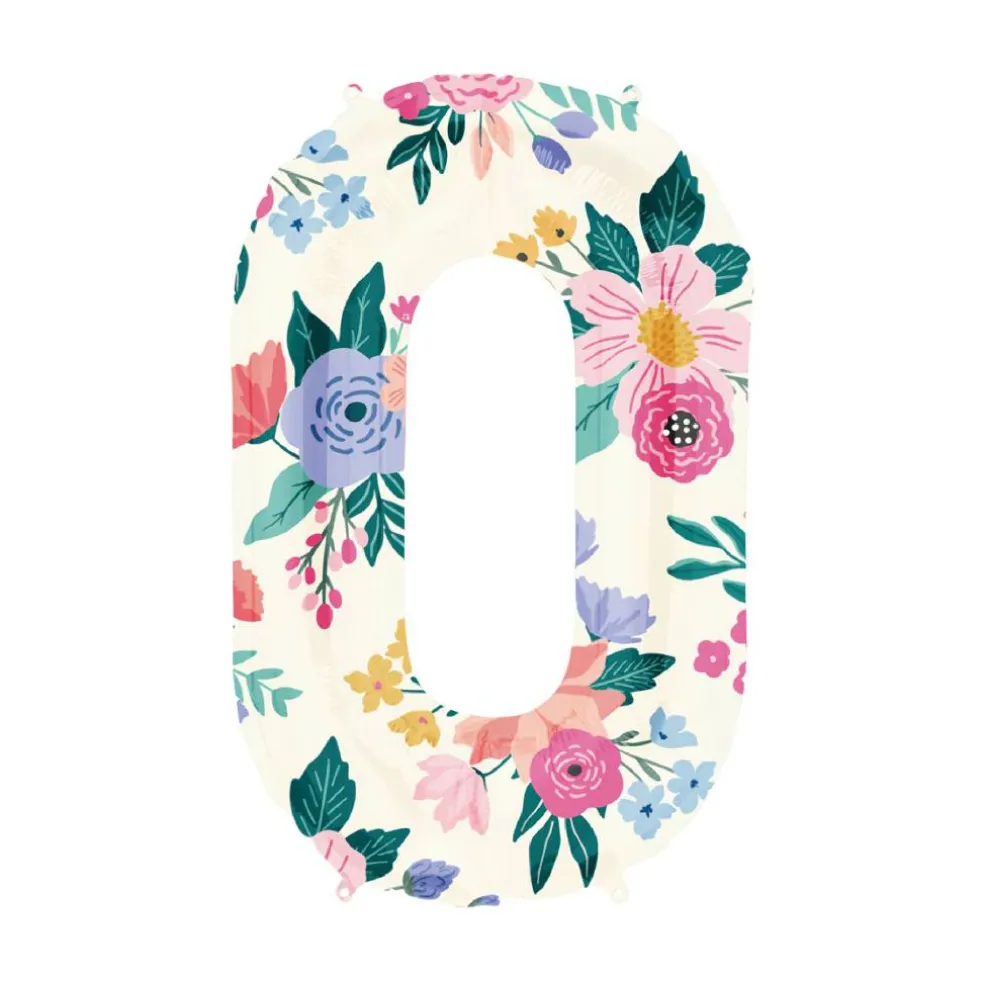 34" Floral Number Foil Balloon