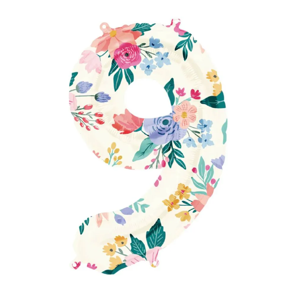 34" Floral Number Foil Balloon