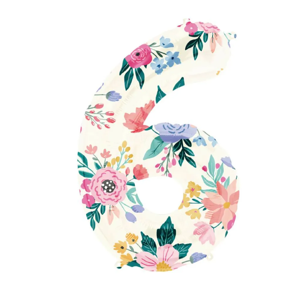 34" Floral Number Foil Balloon