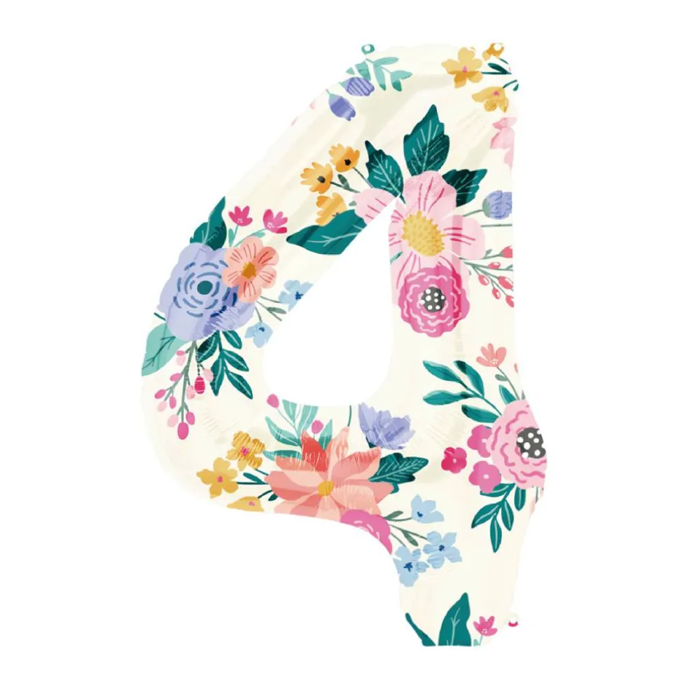 34" Floral Number Foil Balloon