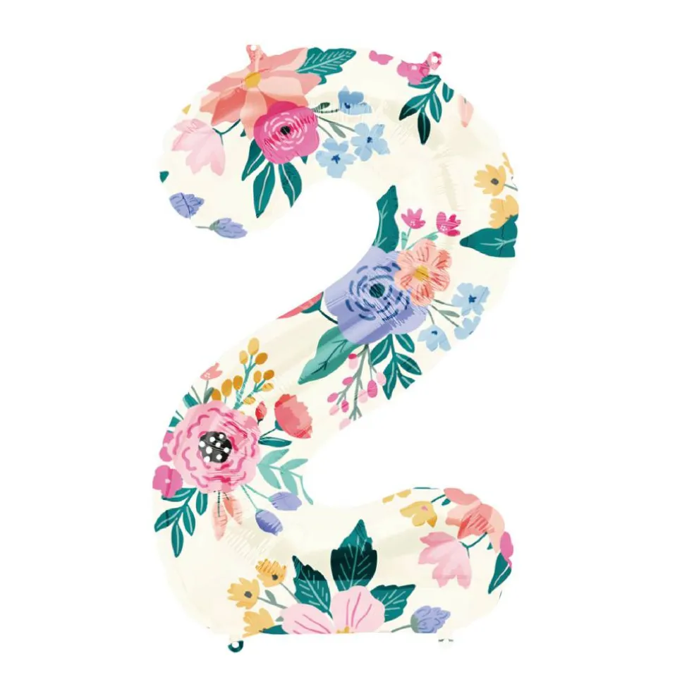 34" Floral Number Foil Balloon