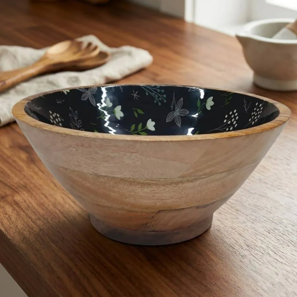 12" Floral Patterned Wood Bowl by Ashland®