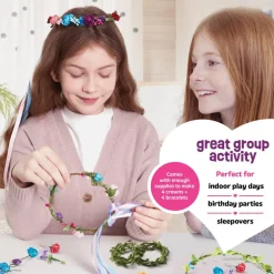 Flower Crowns & Bracelet Making Kit for Girls - Make Your Own Jewelry Kits for Kids - DIY Hair Accessories Set - Arts & Crafts Gift for Ages 6-12 Year Old Girl - Craft Maker Gifts Toys