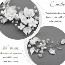 Flower Hair Vine Pearl Headpiece (A Silver)