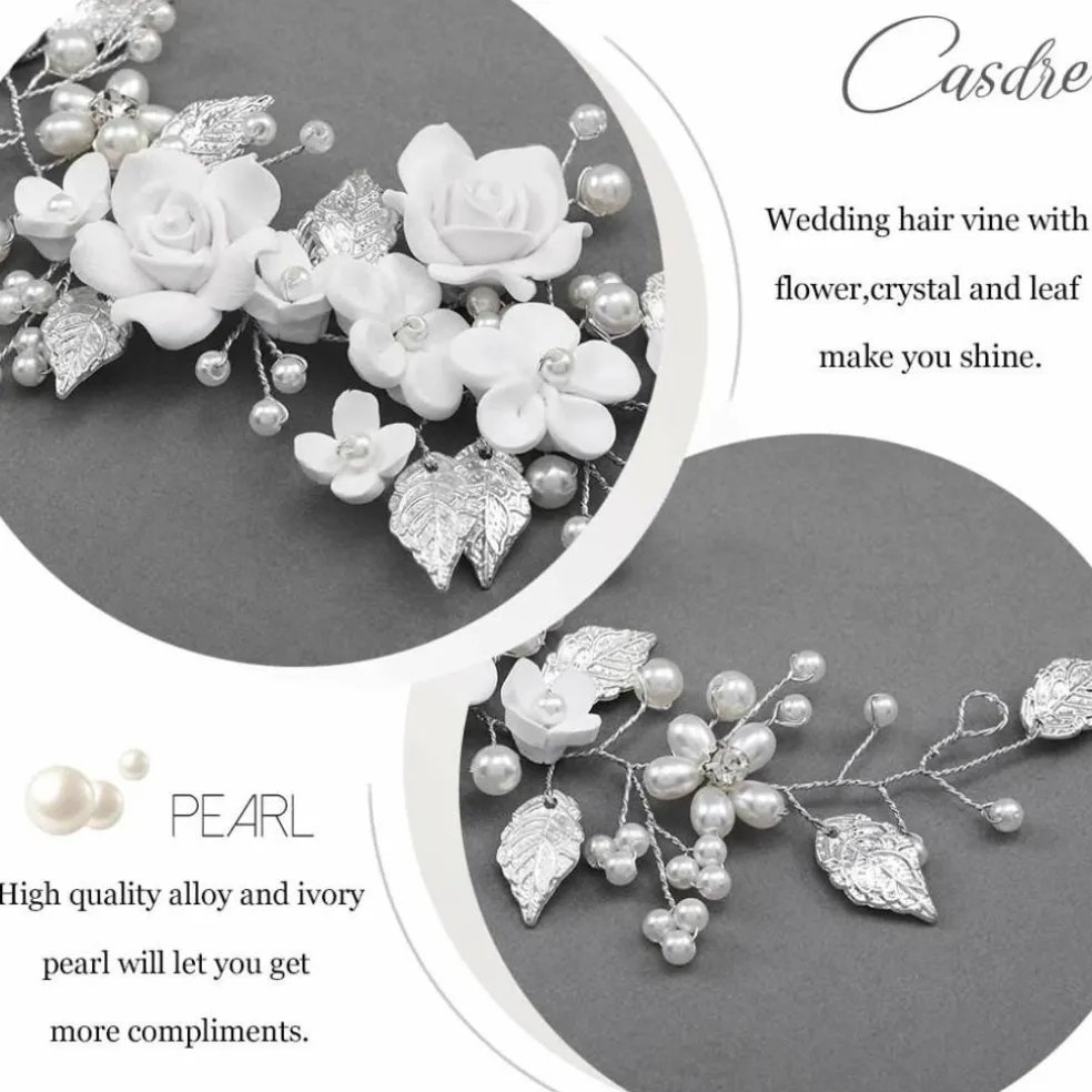Flower Hair Vine Pearl Headpiece (A Silver)