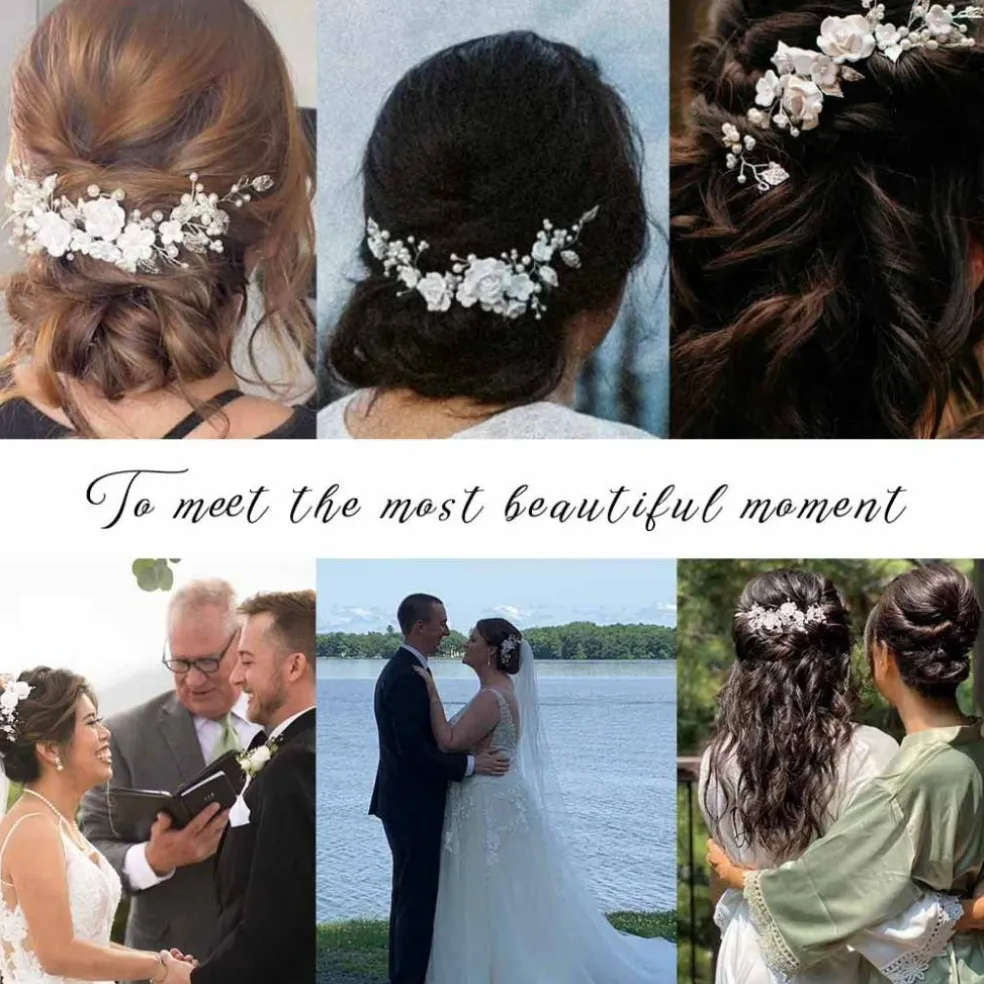 Flower Hair Vine Pearl Headpiece (A Silver)