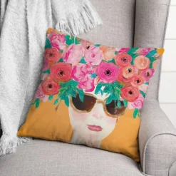 Flower Head Throw Pillow