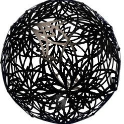FlowerHouse: GlowTheory: 18" Solar - Lotus Black - Outdoor Hanging Light Décor, Solar Powered, Flower Pattern Shadow Effects, Water-Weather Resistant