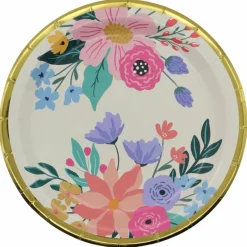 7" Flowers with Gold Trim Snack Plates, 8ct. by Celebrate It™