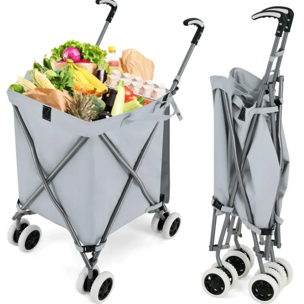 Foldable Grocery Shopping Cart 24 Gallon Heavy Duty Steel Frame