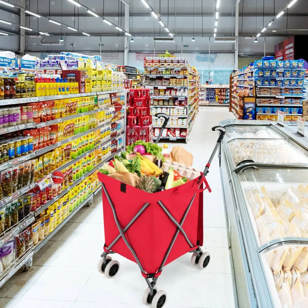 Foldable Grocery Shopping Cart 24 Gallon Heavy Duty Steel Frame