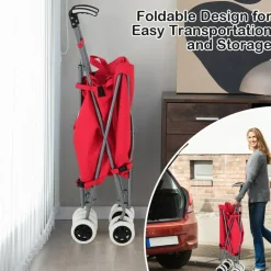 Foldable Grocery Shopping Cart 24 Gallon Heavy Duty Steel Frame